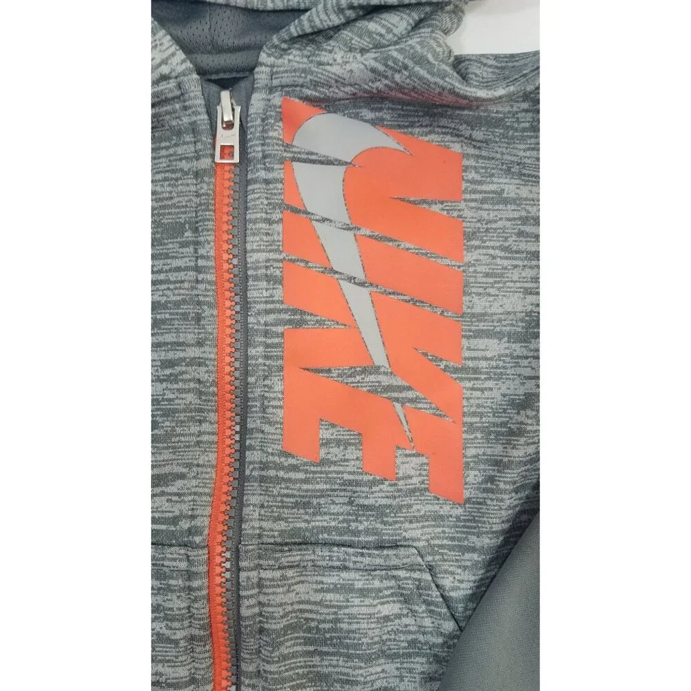 Nike Dri-Fit Toddler Hoodie Jacket 2T Gray & Orange - Picture 2 of 8